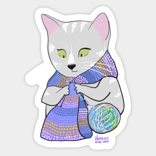 Knitting Cat Sticker